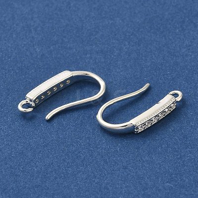 Rack Plating Brass Micro Pave Clear Cubic Zirconia Earring Hooks KK-A231-07S-1