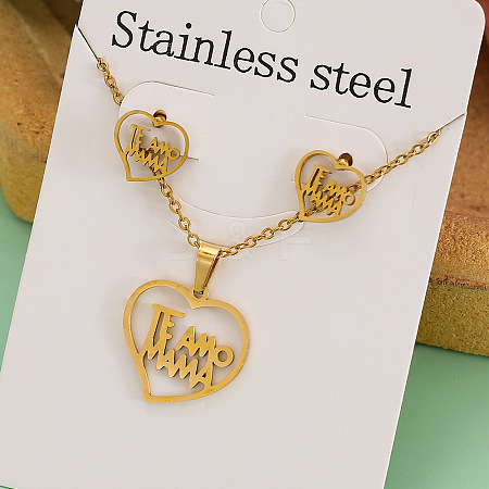 Stainless Steel Pendant Necklace & Stud Earring FS-WGABA87-13-1