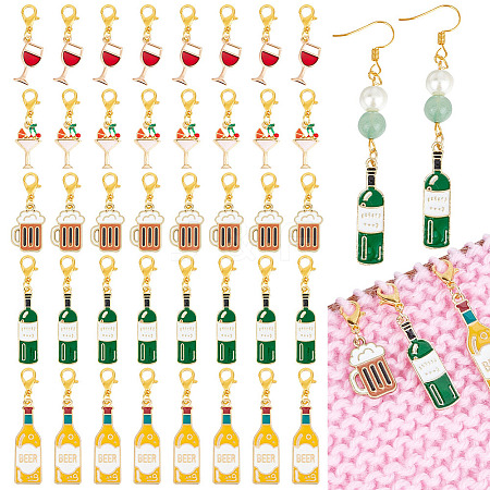 Beer & Wine Theme Pendant Stitch Markers HJEW-AB00425-1