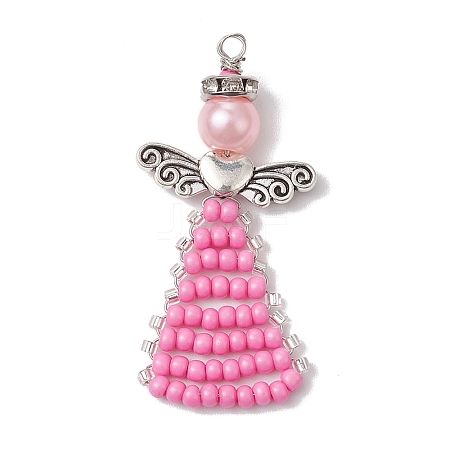 Glass Seed Beads Pendants PALLOY-MZ00381-01-1