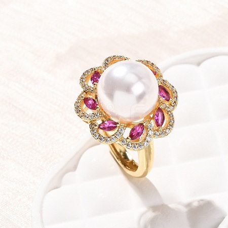 Adjustable Brass Micro Pave Cubic Zirconia Finger Rings for Women RJEW-A098-04G-1
