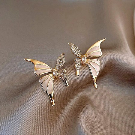 Butterfly Alloy Enamel Stud Earrings EJEW-F408-03G-1