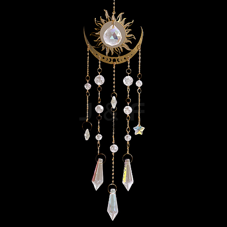 1Pc Metal Moon Hanging Ornaments AJEW-CN0004-04B-1