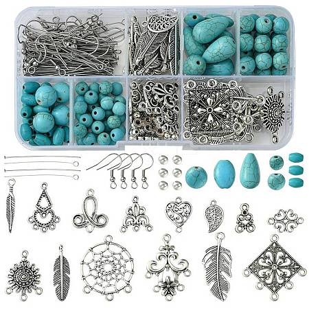 Tibetan Style Chandelier Components and Pendants with Synthetic Turquoise Beads Sets DIY-FS0005-75-1