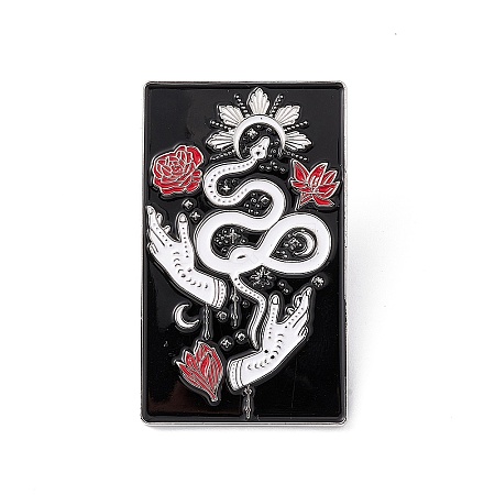 Snake & Flowers & Hands Enamel Pin JEWB-D012-19-1