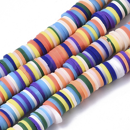 Handmade Polymer Clay Beads Strands CLAY-R089-6mm-084-1