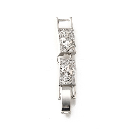 Brass Micro Pave Clear Cubic Zirconia Fold Over Clasps KK-R222-03P-1
