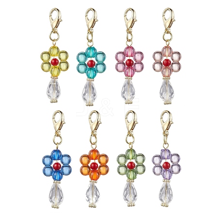 Flower Acrylic Pendant Decorations HJEW-JM01880-1