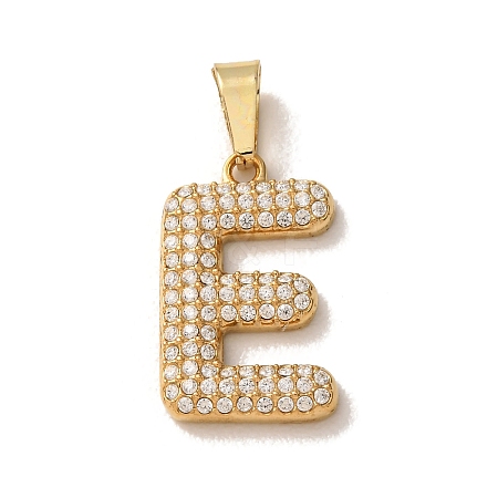 304 Stainless Steel Micro Pave Clear Cubic Zirconia Pendants CU-CBA703A-05G-E-1