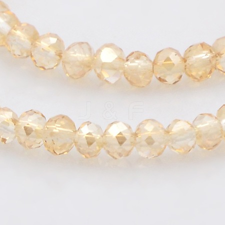 Pearl Luster Plated Faceted Rondelle Glass Beads Strands GLAA-A024B-PL01-1