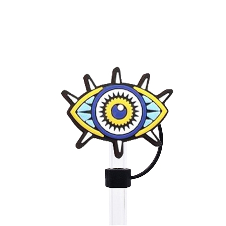 Evil Eye Silicone Cartoon Style Dustproof Straw Cap PW-WG46E63-12-1