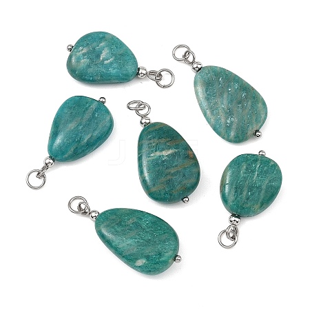 Natural Amazonite Pendants PALLOY-JF05881-02-1