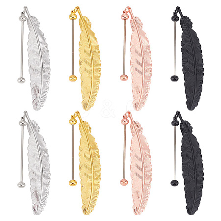 8Pcs 4 Colors Zinc Alloy Beadable Bookmarks AJEW-GO0002-15-1