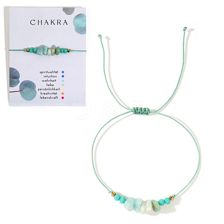 Chakra Style Natural Green Aventurine Chips Braided Bead Bracelets for Women Men CM2538-3-1