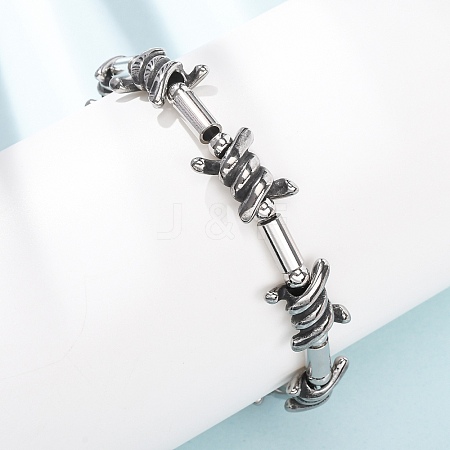 Punk 304 Stainless Steel Barbed Wire Link Chain Bracelets for Women Men BJEW-C148-02AS-1