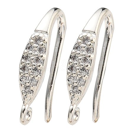 Brass Micro Pave Clear Cubic Zirconia Earring Hooks KK-R149-21S-1