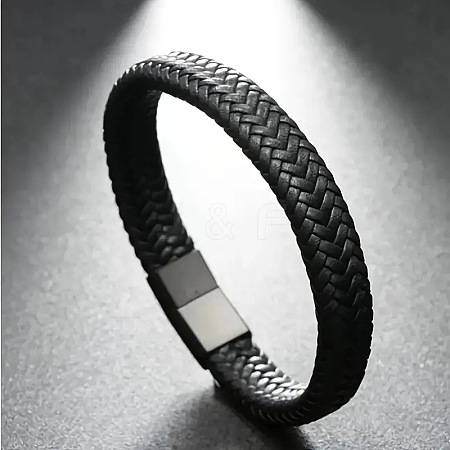 Braided Imitation Leather Cord Bangles for Men WGDB0D2-01-1