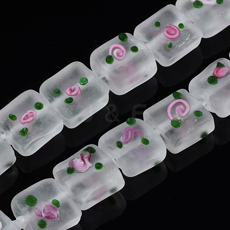 Handmade Frosted Lampwork Beads Strands LAMP-N021-38F-1