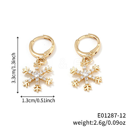 Elegant Brass Micro Pave Clear Cubic Zirconia Snowflake Hoop Earrings & Pendant Necklaces for Women ET8021-5-1