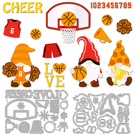 Basketball Theme Carbon Steel Cutting Dies Stencils DIY-WH0309-1389-1