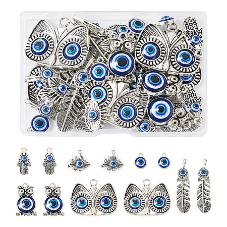 36Pcs 6 Style Evil Eye Alloy Enamel Pendants ENAM-TA0001-32-1