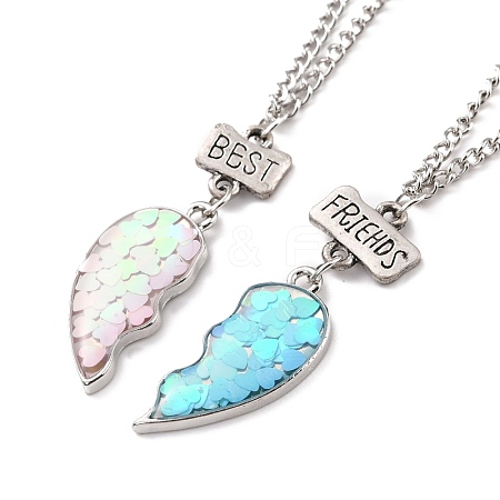 Best Friends Alloy Pendant Necklaces NJEW-K124-02B-P-1