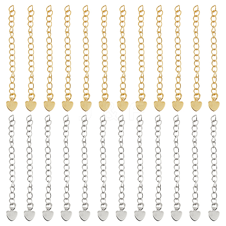40Pcs 2 Colors Rack Plating Brass Curb Chain Extender KK-DC0004-27-1