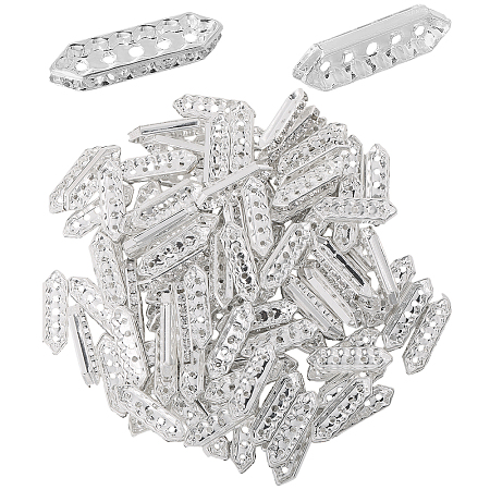 100Pcs Alloy Crystal Rhinestone Spacers Bars FIND-CA0009-71B-1