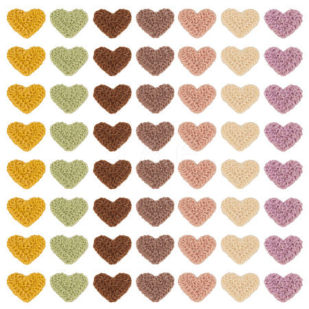 56Pcs 7 Colors Heart Polyester Embroidery Cloth Patches DIY-MA0006-84-1