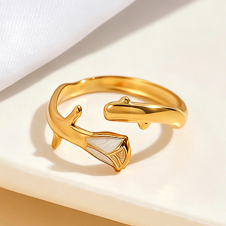 304 Stainless Steel Enamel Cuff Open Rings WG9DB1B-01-1