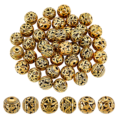 45Pcs 3 Styles Hollow Tibetan Style Alloy Beads FIND-PH0021-10-1