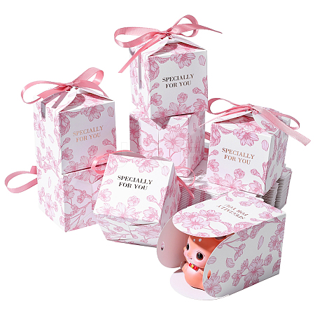 Flower Printed Paper Candy Boxes with Ribbon CON-WH0089-270B-1