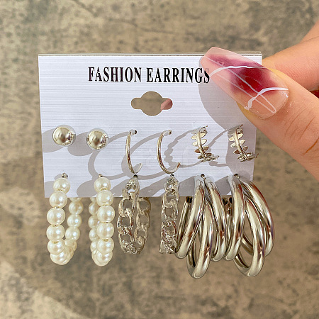 Alloy & Plastic Pearl Earring Sets WG01624-24-1