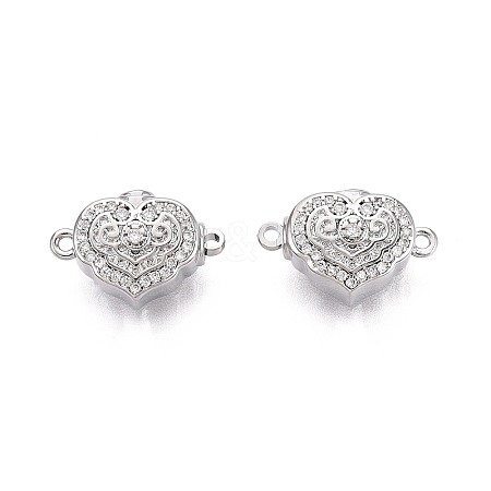 Brass Micro Pave Clear Cubic Zirconia Box Clasps KK-Q074-07P-1