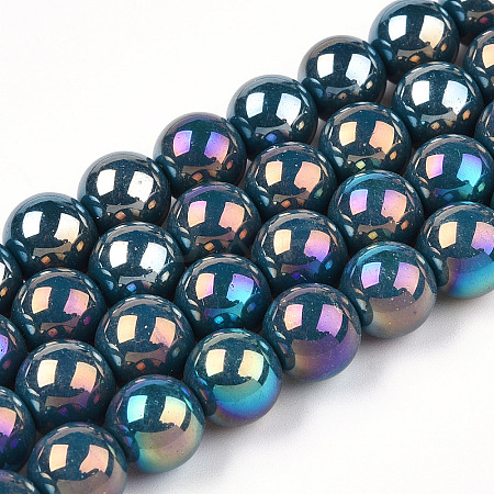 Electroplate Opaque Glass Beads Strands GLAA-T032-P10mm-AB14-1