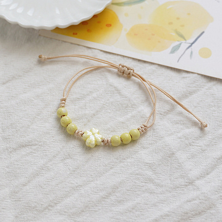 Clover Ceramic Beads Braided Bead Bracelets FS-WGDB922-01-1