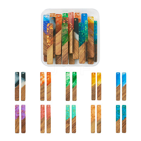 20Pcs 10 Styles Transparent Resin & Walnut Wood Big Pendants RESI-TA0001-59-1