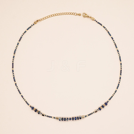 Bohemian-style semi-precious gemstone rice bead necklace ST7280709-1