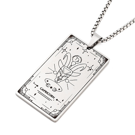 Non-Tarnish 201 Stainless Steel Rectangle with Constellation Pendant Necklaces NJEW-M223-02D-1