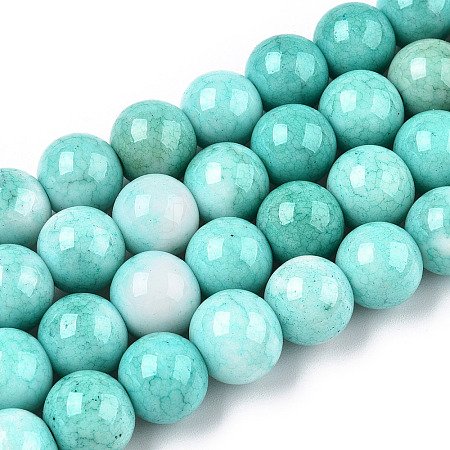 Opaque Crackle Glass Round Beads Strands GLAA-T031-10mm-01AA-1