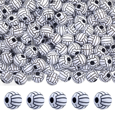200Pcs Opaque Acrylic Beads MACR-PA0001-15-1