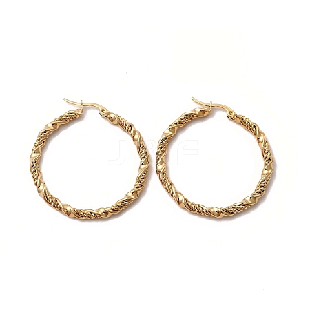 304 Stainless Steel Twist Rope Hoop Earrings for Women EJEW-C011-03G-1