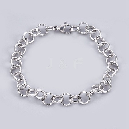 Tarnish Resistant 304 Stainless Steel Rolo Chain Bracelets BJEW-P237-11P-1