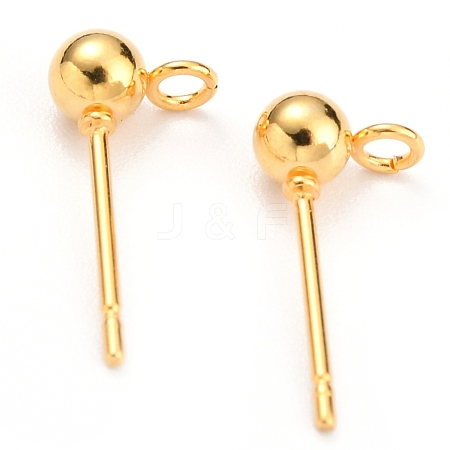 304 Stainless Steel Ball Post Stud Earring Findings X-STAS-Z035-02G-C-1