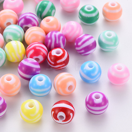 Opaque Striped Acrylic Beads MACR-S373-27A-1