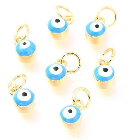 Brass Enamel Pendants KK-Y001-02B-07G-1