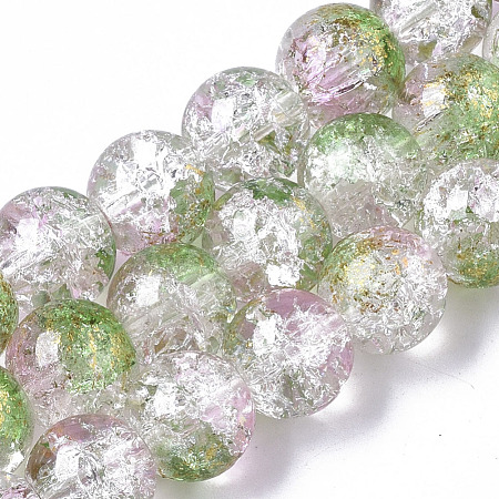 Transparent Spray Painted Crackle Glass Bead Strands GLAA-N035-03D-A01-1
