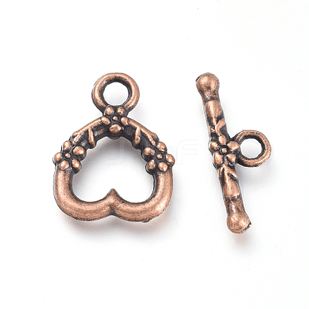 Tibetan Style Alloy Heart Toggle Clasps PALLOY-J471-27R-1