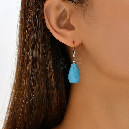 Fashionable Classic Blue Turquoise Dangle Earrings VK0743-1