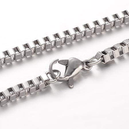304 Stainless Steel Box Chain Necklaces NJEW-F195-40C-P-1